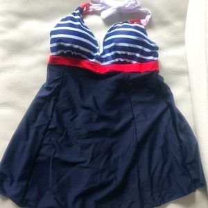 Swimsuit One Piece Dress - Medium Sailor Style - Brand New